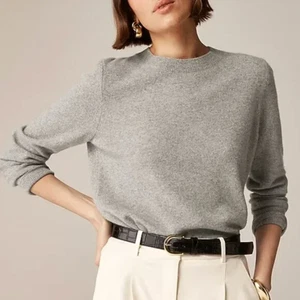 J. Crew Kaschmir klassische Passform Rundhalsausschnitt Pullover Damen XXS Heather Ash BA400 neu mit Etikett - Bild 1 von 13