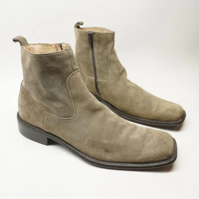 EUC Kenneth Cole NY Micro Wave Gray Suede Side Zip Chelsea Ankle Boots Mens Sz 9 - Image 1 of 4