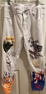 Jeans bianco stile P053 "anni 90 mai dormire" taglia 32 BELLO! - Foto 1 di 9