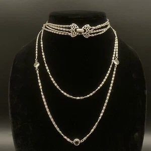 Collar Vintage Goldette 3 Hilos Graduados Bisel Espalda Abierta Cristales Firmado  - Imagen 1 de 8