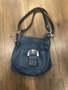 B. MAKOWSKY blaue Umhängetasche weiches genarbtes Leder Handtasche Schultertasche - gebraucht, in einwandfreiem Zustand! - Bild 1 von 12