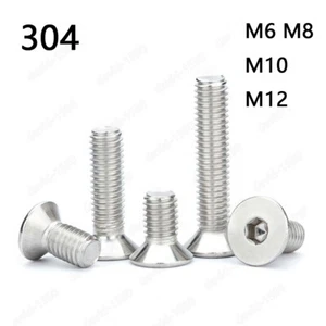 304 Stainless Steel Hex Socket Countersunk Flat Head Screws M5/M6/M8/M10/M12/M16 - Picture 1 of 6