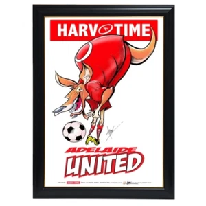 Adelaide United, a-league Mascot Harv Time Print Framed - Picture 1 of 1