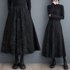Womens Elastic Waist A Line Patchwork Ruffles Gothic Black Korean Fashion Skirt