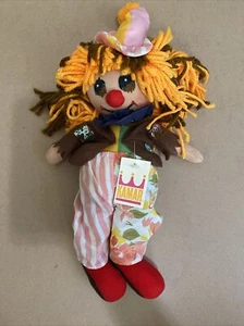 Vintage Tuch Clownpuppe KAMAR CO Bobbie raues Haar, geknopfrote Nase 12 - Bild 1 von 7