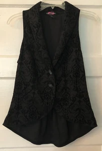 Body Central, Women's Velvet Vest, Size Large, Embossed, High Low, Black - Picture 1 of 10