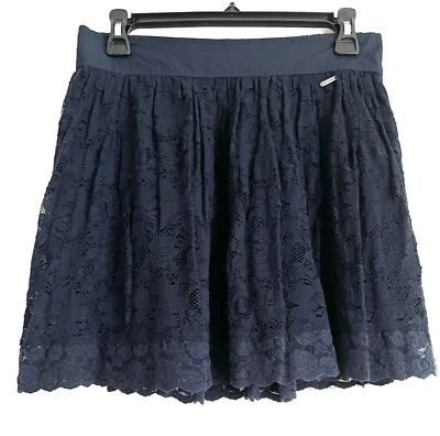 Minifalda Hollister para mujer de encaje floral cintura elástica azul marino mediana mezcla de algodón Foto 1 de 4