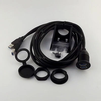 2M Dual USB 3.0 A Female to Male Plug Car Dashboard Flush Mount Installation Kit - Image 1 of 4
