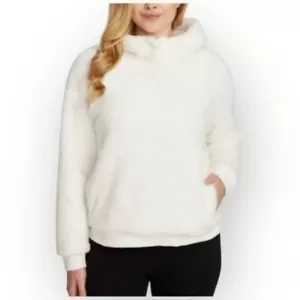 LUKKA LUX NWT Sherpa Fleece Pullover Hoodie, White, Size XS 723XS - Picture 1 of 7