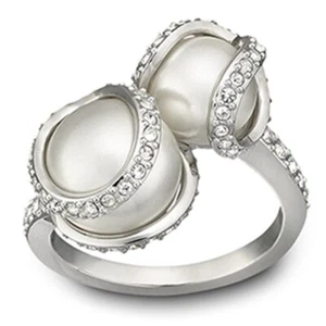 AUTHENTIC SWAROVSKI BRAND NEW Nude Double Ring White Pearl 1081930 1081927 - Picture 1 of 2