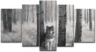 5 Panel Wall Art Picture Watchful Wolf Eyes In The Wild Prints On Canvas The Oil