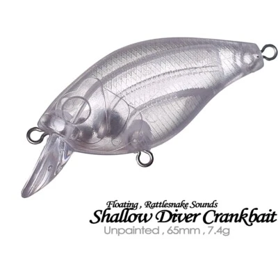 20PCS 6.5CM 7.4G Floating Rattle Crankbait DIY Unpainted Bait Blank Fishing Lure - Image 1 of 4