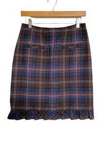 CAbi Women's Tartan Plaid Skirt SZ 6 Wool Blend Pleated Hem Style #742 EUC - Picture 1 of 4