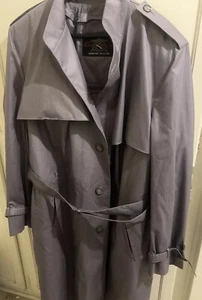 Oleg Cassini Unisex Gray Trench Coat Size 44 L Long Removable Lining, Belted - Bild 1 von 9