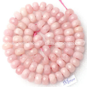 Faceted 5x8mm Pink Jade Gemstone Rondelle Loose Beads 15 inches