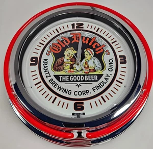 15" Old Dutch The Good Beer Sign Red Double Neon Clock - Picture 1 of 4
