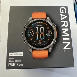 Garmin fenix 8 47 mm AMOLED Sapphire Titanium Smartwatch Spark Orange Graphite - Photo 1 sur 3
