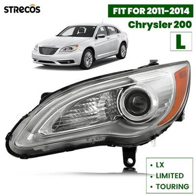 Halogen Headlight For 2011-2014 Chrysler 200 w/ LED DRL Chrome Projector Driver - Изображение 1 из 4