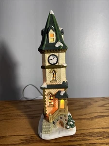St Nicholas Square Village Collection 1998 Clock Tower Illuminated Lighted Vtg - Picture 1 of 22