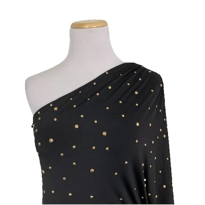 Vestido ceñido al cuerpo elástico con tachuelas Halston Heritage de un hombro para mujer 0 negro Foto 1 de 4