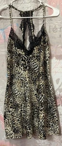 IN BLOOM by JONQUIL Black Lace Animal Print Satin Womens S Babydoll Nightgown - Picture 1 of 11