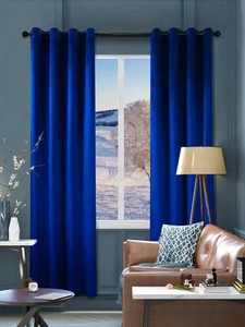1 Stück Königsblau Farbe Vorhänge für Wohnzimmer Samt Material Warm Retro Schlafzimmer - Bild 1 von 13