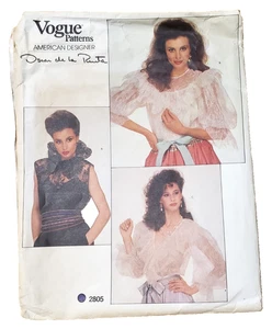 Blusa retro de encaje y camisola Oscar dela Rentra con patrón de costura de moda años 90 talla 10 - Imagen 1 de 12
