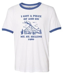 Piece Of Ash Mt St Helens t-shirt Great PNW Ringer Rainier Beer Seattle Seahawks - Picture 1 of 6