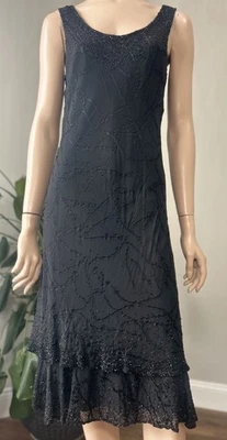 Vintage Cameron Blake For Mon Cher Silk Fairy Beaded Formal Evening Dress Sz 8 - Image 1 of 4