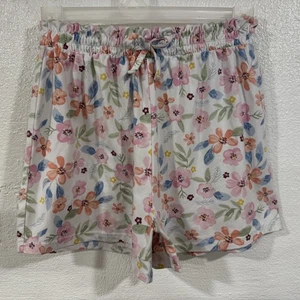 Love Republic Shorts Girls Large White Pink Floral Drawstring Casual Lounge - Picture 1 of 6