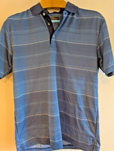 Camisa polo PGA Tour para hombre azul ligera a rayas con botones talla M manga corta - Imagen 1 de 3