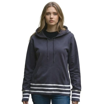 Suéter con Capucha Banana Republic Para Mujer L Azul Marino Rayas Algodón Mezcla Lino Foto 1 de 4