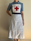 WWII WW2 UK Nurse style uniform blue dress short sleeve, apron, head cap, new