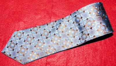 ERMENEGILDO ZEGNA MADE IN ITALY BLUE/BROWN FLORAL TIE - TIES - DESIGNER TIES. - Image 1 of 3