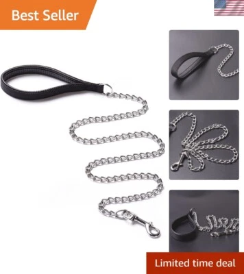 Correa de cadena duradera de 6 pies para perros con cómodo mango de PU para perros medianos y grandes Foto 1 de 4