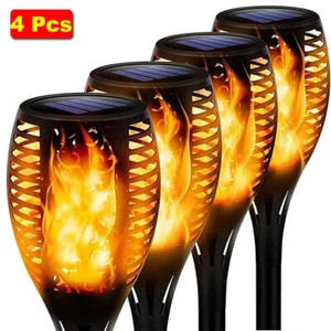 4 Pack Solar Torch Flame Lights Outdoor Garden Landscape 12LED Flickering Lamp - Picture 1 of 12