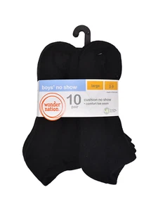 KIDS ANKLE SOCKS 10 Pack, White/Black Multiple Sizes Available - Picture 1 of 8