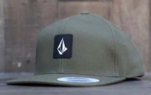 New Volcom Surf V-SQUARE Green Olive Stone Mens Sport Snapback Hat RHTVLC-32 - Picture 1 of 4