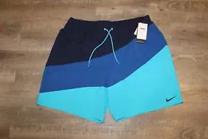 NWT Nike Men's Colorblock Swim Suit Trunks MSRP $75 Blue Black M - Picture 1 of 4