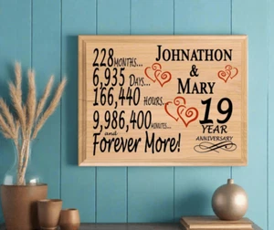 Personalized 19th Anniversary Gift – Custom Wood Keepsake for Husband, Wife, or - Picture 1 of 15