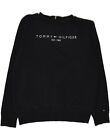 TOMMY HILFIGER Boys Graphic Sweatshirt Jumper 15-16 Years Black Cotton AO06