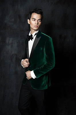  Hombres Elegante Boda Novio Diseñador Verde Fumar Chaqueta Fiesta Ropa Blazers Foto 1 de 2