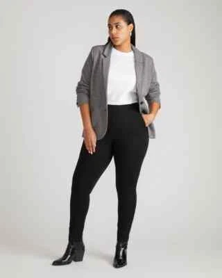 Pantalones largos negros de pierna de cigarrillo talla pequeña estándar universal para mujer Foto 1 de 4