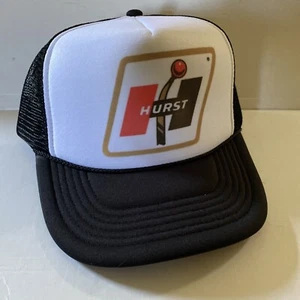 Vintage Hurst Schiebermütze NASCAR Truckermütze Druckknopflasche schwarz Netzkappe - Bild 1 von 3