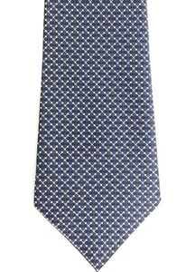 Kai Long Mens Tie Checkered Foulard Blue Yellow 100% Silk 57.5 x 3.85 - Picture 1 of 7