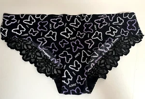 New NWOT Black Pink Butterfly Juicy Couture Intimates Bikini Panty sz  Large - Picture 1 of 3