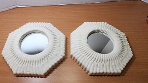 Vintage Pair Plastic Faux Wicker Mirrors 6 3/4" Diameter Homco Home Decor  - Picture 1 of 5