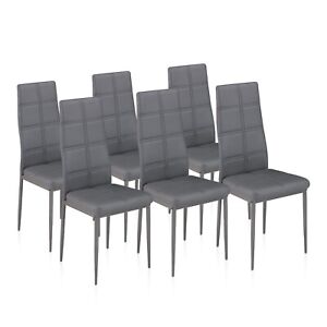 Pack 6 sillas de comedor modernas silla cocina diseño en símil piel  Gris, Gray