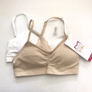 Maidenform Girls Bra Small Pullover White Beige Light Padding Adjustable 2-Pack - Picture 1 of 5
