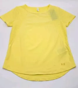 Under Armour Womens Small Yellow Short Sleeve T Shirt Heat Gear Loose Fit NWT EX - Picture 1 of 11